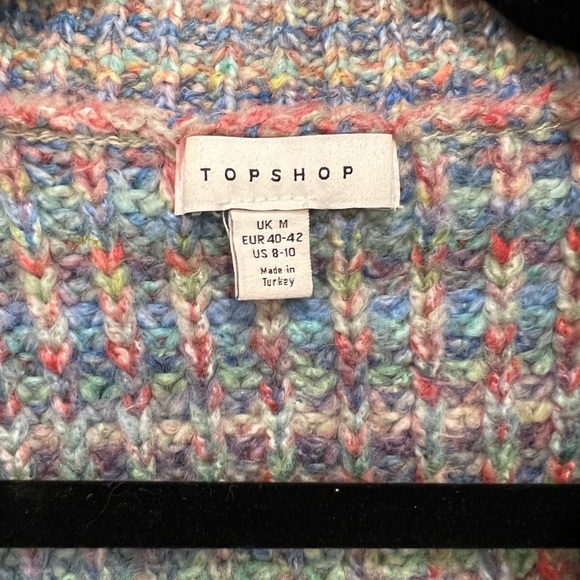 TOPSHOP knitted multi color zip up sweater cardigan size medium - Picture 9 of 9